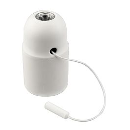 Arditi Portalámparas roscado liso con tirador E27 blanco - para bombillas LED y filamento, Ø40x70mm, 2A 250V