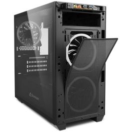 Sharkoon V1000 RGB Micro Torre Negra con 3 Ventiladores LED RGB 120mm Preinstalados, Caja PC Micro-ATX, GPU 40cm