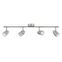Philips Regleta de 4 Focos Meranti GU10 Cromo Mate Metal IP20 para Techo/Pared, 15,5x10x69cm (Bombilla no incluida)