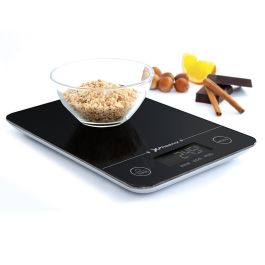 Phoenix Technologies Báscula de Cocina Digital Negra con Pantalla LCD, Precisa y Estilosa