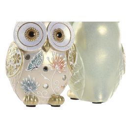 DKD Home Decor Figura Buho Cottage de Resina Verde y Beige 5 x 10 x 7 cm (4 Unidades)