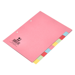 Q-connect Separador Cartulina DIN A5 Juego de 10 Separadores con Pestañas Colores Pastel Certificado Blue Angel y PEFC