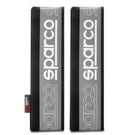 Sparco SPC1208GR Almohadillas de Cinturón de Seguridad, Juego 2 uds, Gris/Negro, Acolchadas con Velcro para Confort y Evitar Rozaduras