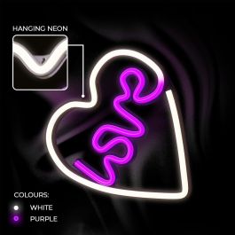 Neolia Lámpara Forever Neon LED Love Heart, Corazón Iluminación Decoración Rosa LED USB, Luz de Pared Decorativa Neón