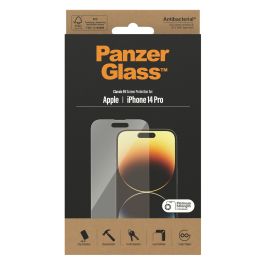 PanzerGlass Protector de Pantalla de Vidrio Templado para iPhone 14 Pro, Aplicación en Seco, Antibacteriano, Resistente a Rayones y Golpes, Transparente - 1 Unidad