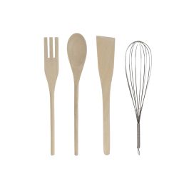 DKD Home Decor Bote Utensilios de Cocina Alpino Negro Set de 5 Dolomite Pino Inox 1L Apto Lavavajillas 11.5x26x11.5 cm