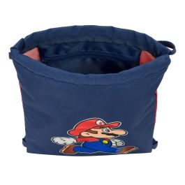 Bolsa Mochila con Cuerdas Super Mario Trick Rojo Azul oscuro 26 x 34 x 1 cm