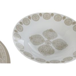 Vajilla Indio DKD Home Decor Beige Blanco 27 x 2 x 27 cm Set de 18 Vajilla Indio DKD Home Decor Beige Blanco 27 x 2 x 27 cm Set de 18