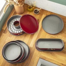 Molde de acero savarin TEFAL Delibake - Ø 25 cm - Rojo y gris - Con bisagra Molde de acero savarin TEFAL Delibake - Ø 25 cm - Rojo y gris - Con bisagra
