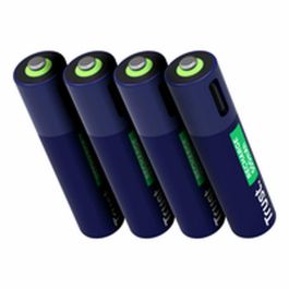Trust 25671 - Pack 4 Pilas AAA Recargables USB-C, 500 mAh, 800 Ciclos, Carga Ultra Rápida 1h con Indicador LED
