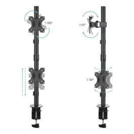 Tooq Soporte de Mesa para 2 Monitores DB1233TNV-B Giratorio Inclinable hasta 8kg Negro
