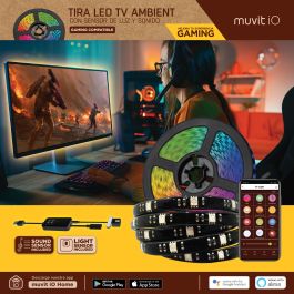 Muvit Tira Led Io Wifi TV, Compatible con Alexa y Google Assistant, Ambient Light para Películas y Música