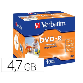 Verbatim DVD-R Imprimible 4.7GB 16x 120 Minutos Pack 10 Unidades Precio: 8.68999978. SKU: B15KVL4XXM