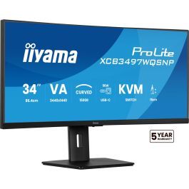 Iiyama Monitor Curvo 34" XCB3497WQSNP-B1, UltraWide Quad HD (3440x1440), VA, 1500R, 120Hz, 95W USB-C PD Precio: 386.98999966. SKU: B1F6NPM8LJ