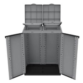 Ecoline Armario reciclaje 2 puertas, gris/negro, 68x39x88.7 cm, capacidad 2 bolsas de 110l