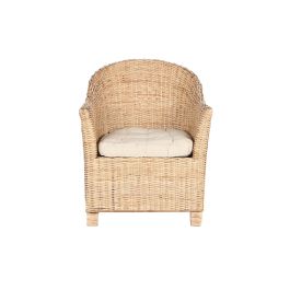 DKD Home Decor Sillón Bali Natural Ratán 64 x 86 x 67 cm Hecho a Mano con Cojín
