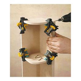 Wolfcraft Sargento para esquinas 3051000 para fijar tablas en ángulo de 90°, hasta 22 mm, fijación monomanual