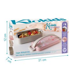 KioKids Dolci Amici Caja Almuerzo Acero Inoxidable Conejo Rosa 550 ml