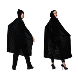 Capa Larga Negra de Terciopelo 140 cm con Capucha para Disfraces de Brujos o Vampiros Precio: 5.50000055. SKU: S1126416