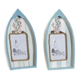Marco de Fotos DKD Home Decor 8424001731435 Barco Azul Blanco Madera MDF Mediterráneo (2 Unidades) Precio: 4.58999948. SKU: B16T6KK9KX