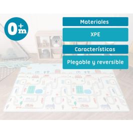 KioKids Tapete Mantita Plegable Vehículos Educativo Reversible Impermeable XPE Extra Grande 150x200 cm para Bebés +0 Meses