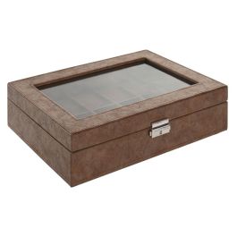 Caja-Joyero Home ESPRIT Marrón Poliuretano Cristal Madera MDF 30 x 20 x 8 cm Caja-Joyero Home ESPRIT Marrón Poliuretano Cristal Madera MDF 30 x 20 x 8 cm