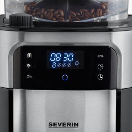 Severin KA 4814 Cafetera de filtro con molinillo integrado, para grano o molido, 8 tazas, 1000W, Negro/Acero Inox.