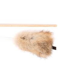 Gloria Palo de Juego para Gatos con Ratita de Piel de Conejo Real y Madera Natural, Activa Instinto, Fabricado en España