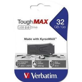 Verbatim ToughMAX Memoria USB 2.0 32GB - Diseño Ultra Resistente KyronMAX™ para Protección de Datos - Compacta y Ligera (46x20x9mm, 7g)