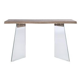 DKD Home Decor Consola Gris Claro Transparente Cristal y MDF 120 x 40 x 76 cm