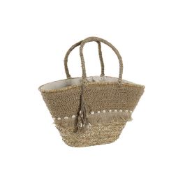DKD Home Decor Bolso Mediterraneo de Seagrass Natural con Conchas y Hecho a Mano 15 x 51.5 x 53 cm