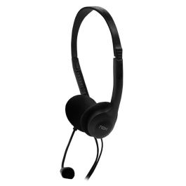 Nox Voice One Auriculares Estéreo con Micrófono Flexible, Doble Jack 3.5 mm, Negros
