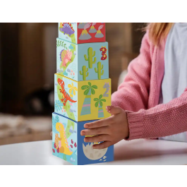 Imaginovo Juego Infantil Cubos Apilables Nidos Dinosaurios +12 meses 12 Piezas 13x13x13cm