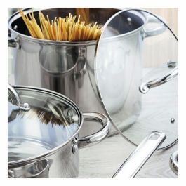 Olla con Tapa de Cristal Quid Metal Acero