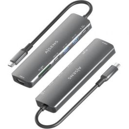Aisens ASUC-7P026-GR Docking USB Tipo-C 7 en 1 con HDMI 4K, 2xUSB-A, USB-C PD 100W y Lector de Tarjetas SD/Micro SD Gris