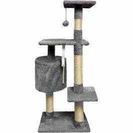 Paloma ALC10B Rascador para gatos, gris oscuro, con 3 plataformas, 1 cuerda, 1 nicho y postes rascadores, 40x40x114 cm