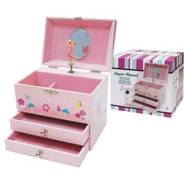 Tachan Joyero Musical Infantil con Bailarina y Espejo para Niñas, Organizador de Joyas con Cajones y Compartimentos, Regalo Ideal +3 Años, Medidas 19.1 x 12.1 x 15 cm