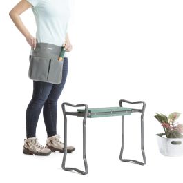 Inde Banco de Jardinería Plegable con Bolsa para Herramientas 58 x 27 x 12 cm