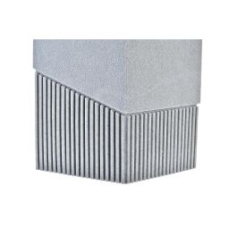 DKD Home Decor Escobillero Scandi Gris Plateado de Resina y Acero Inoxidable para Baño 9.5 x 37 x 9.5 cm