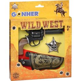 Pistola 8 tiros wild west con cartuchera y estrella 21x27x3 cm