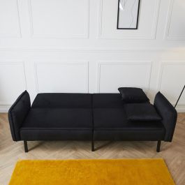 Home Deco Factory Sofá-Cama Giulia Negro, Tapizado Poliéster Aterciopelado, Estructura Madera Eucaliptus, Sofá 198x83cm, Cama 171x109cm Home Deco Factory Sofá-Cama Giulia Negro, Tapizado Poliéster Aterciopelado, Estructura Madera Eucaliptus, Sofá 198x83cm, Cama 171x109cm