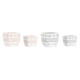 Macetero Tropical DKD Home Decor Gris Beige 14 x 13 x 14 cm Set de 2 (2 Unidades)