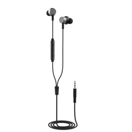 Elbe AU-P20-MIC Auriculares Intra-auditivos con Micrófono, Control de Llamadas y Música, Negro/Plata