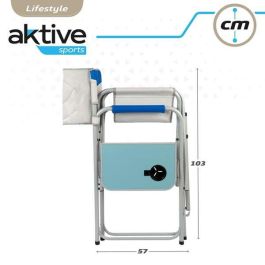 Silla plegable XL de director acero con bolsillo y mesita auxiliar 58x57x103cm Silla plegable XL de director acero con bolsillo y mesita auxiliar 58x57x103cm