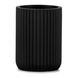 Andrea House Portacepillos Resina Negro Mate Estriado Ø7 x 9,5 cm Precio: 9.5900002. SKU: S7919653