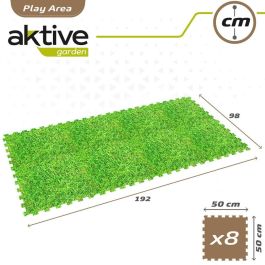 Alfombra de Puzzle Aktive Goma Eva 50 x 0,4 x 50 cm (4 Unidades) Césped 8 Piezas