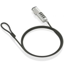 Aisens Cable de Seguridad Nano para Portátil con Combinación, 1.5m, Negro - Compatible con Ranuras NANO 2.5x6mm