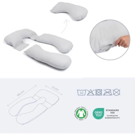 Doomoo DOO5400653010381 Almohada de Embarazo y Lactancia XXL Ultra Cómoda Gris