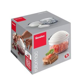 Metaltex Picadora Rotomac Manual, 500 ml, con Cuchillas Móviles de Acero Inoxidable, Ø12 x 11 cm, Picadora de Verduras Giratoria