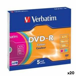 DVD-R Verbatim Colour 4,7 GB 16x 5 Piezas (20 Unidades) Precio: 115.59000046. SKU: B1F3Y5APEA